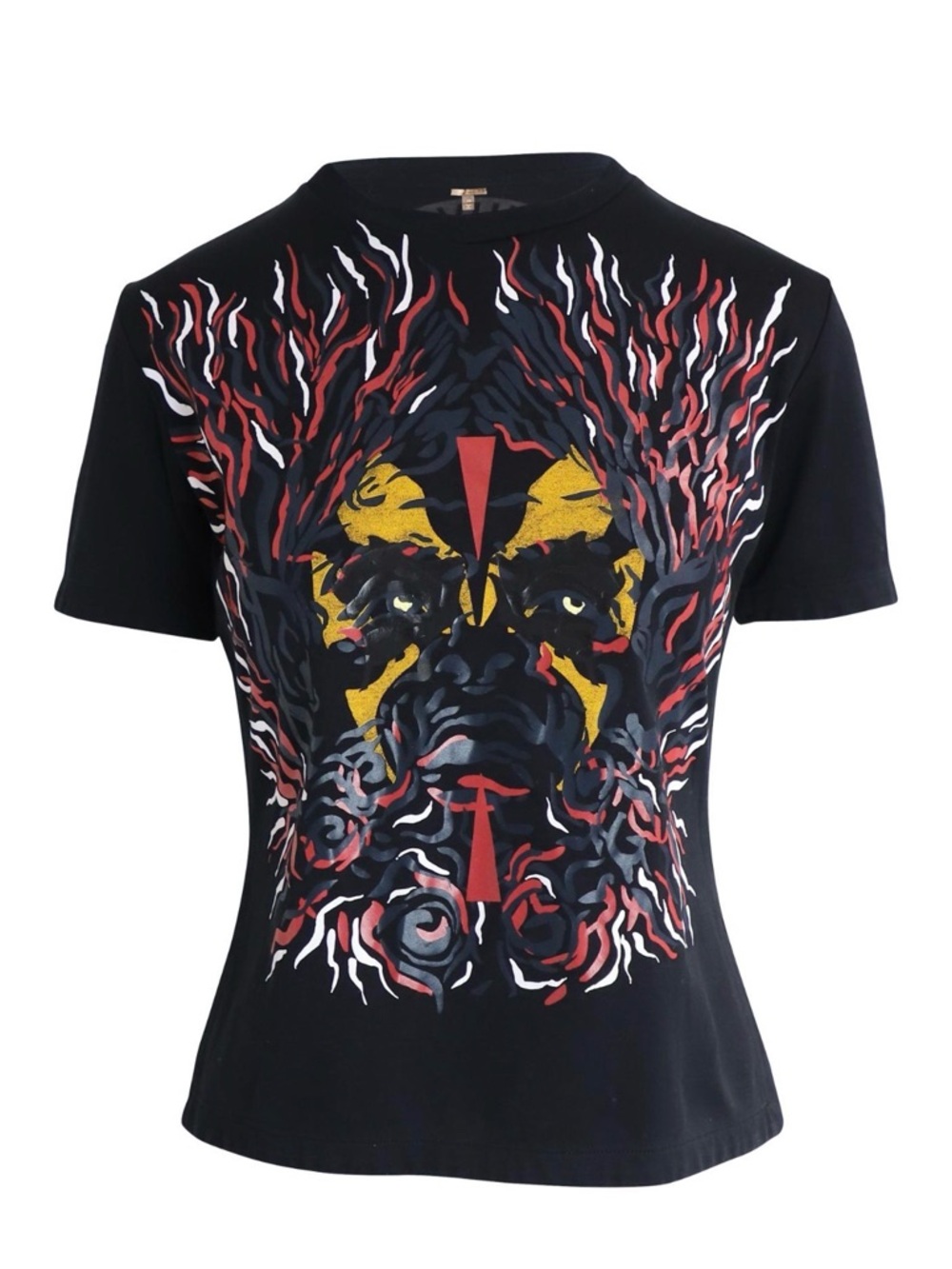 Louis Vuitton Rare Black Graphic Flame Face T-Shirt EUC